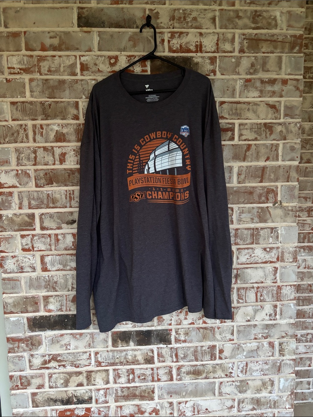 Fanatics Dark Gray Long-Sleeve Oklahoma State Champions Fiesta Bowl Graphic Tee